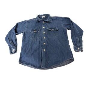 Neiman Marcus Denim Shirt Mens Large Blue  Made in USA Pocket